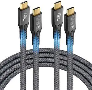 USB C 3.2 Gen2x2 20Gbps, 2 x Type C 4K@60Hz UHD Video 5A/240W PD3.1 Fast Charge Cord with E-Marker Compatible with Thunderbolt 3/4 for iPhone 15Pro MacBook (2, 2 x USB C 20G 240W 3M)