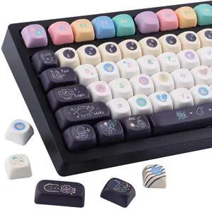 Tsungup MOA Keycaps,126 Keys PBT Cute Dessert Cheese Muffin Ice Custom Keycaps,Dye-Sub Key Caps Keyboard Keycap Set for 60% 65% 75% 80% 100% MX Switches Mechanical Keyboard