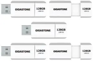 GIGASTONE 128GB Flash Drive (5 Pack) Z60 USB 3.2 Gen 1, 120MB/s Ultra Fast, Retractable Capless Slider Design, Data Storage, Backup for PC/Mac/TV/Car Audio, USB 2.0/3.0/3.1 Compatible