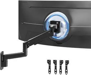 Monitor Wall Mount for 17-57-inch Screens - Heavy Duty Single Wall Mount Monitor Arm for Most Ultrawide Screens, Fully Adjustable, for Home & Office use, Max Load 44lbs, VESA 75 100 200 mm, Black