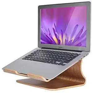 SAMDI Laptop Stand Wood, Wooden Cooling Computer Holder, Notebooks Desktop Mount for MacBook Air, Pro 13 15, iPad Pro 12.9, Dell XPS, Surface, Chromebook 11 to 17 (Walnut)