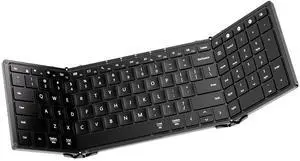 AIWISDOM Foldable Bluetooth Keyboard, Full Size with Numeric Keypad, Portable Travel Keyboard for Windows iOS Android Tablets and Smartphones, Sync Up to 3 Devices (Black)