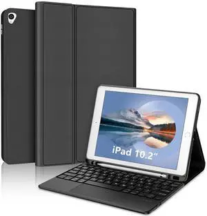 IVEOPPE for iPad 9th Generation Case with Keyboard 10.2 Inch - Multi-Touch Trackpad, Wireless Bluetooth Detachable Keyboard case for iPad 8th Gen/7th Gen/iPad Pro 10.5"/iPad Air 3rd Gen,Black1