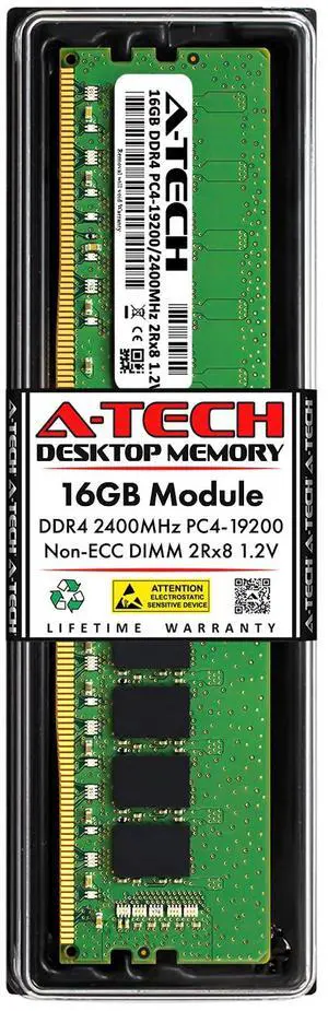 A-Tech 16GB RAM Replacement for CT16G4DFD824A | DDR4 2400MHz PC4-19200 (PC4-2400T) CL17 UDIMM 2Rx8 1.2V Non-ECC DIMM 288-Pin Desktop Memory Module