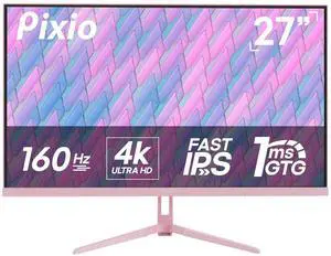 Pixio PX27U Wave Pink 27 inch 160Hz Refresh Rate 4K 3840x2160p Resolution Fast IPS Panel 1ms GTG Response Time 4K Pink Gaming Monitor with Adaptive Sync