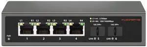 6 Port 2.5G Ethernet 2500Mbps Switch,4X 2.5GBASE-T Ports,2X 10G SFP+, 60Gbps Switching CapacityUnmanaged Plug & Play, Metal Case, Desktop/Wall-Mount