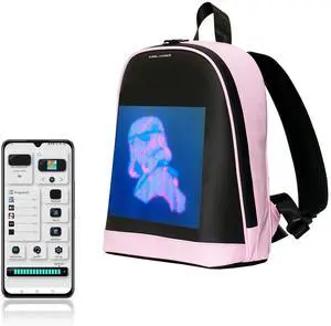 Crelander LED Backpack, Small Laptop Backpack with Programmable Screen Small Smart Dynamic Fashion Shoulder Bag for Women Daily Use Cycling Travel Daypack App Control, 12 inch (pink)