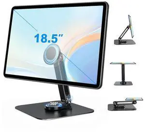 JUNEBOX Adjustable Magnetic Stand Holder for 6-18.5 Inch Portable Small Monitor, Aluminum Alloy Foldable Arm Swivel Desk POS Stand Mount for Large iPad Air Mini Pro, Samsung Tab,Surface Pro, Kindle