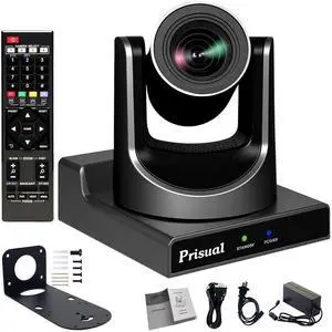 Prisual 20X NDI HX3/HX2 PTZ Camera - AI Auto Tracking, HDMI/SDI/USB3.0, Low-Latency NDI Camera for Small Church, Meetings, Classroom, Webinar, Video Recording - NDI License Included, PoE Support