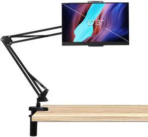 Tablet Arm Stand Mount for 4.7-17.3" Portable Monitor, 360° Adjustable Foldable Phone Holder for Desk, Tablet Stand Compatible with iPad, Samsung Galaxy Tab, SurfacePro, Portable Monitor 15.6/16/17.3"