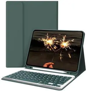 Keyboard Case for iPad Mini 5/4/3/2/1 (7.9-Inch, 2019/2015/2014/2013/2012 Model) with Keyboard-Backlit Detachable, Folio Cover with Pencil Holder with Auto Sleep/Wake Function Dark Green
