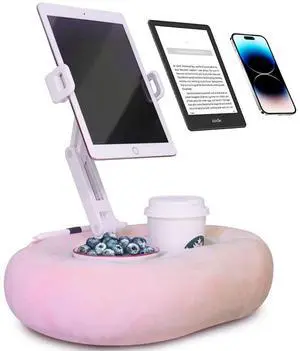 NKV Tablet Kindle Stand Pillow, for Sofa, Bed and Desk -Phone Soft Pad Dock Compatible with 4.7"-15.6" Phone/Kindle, Tablet, E-Reader, Pink