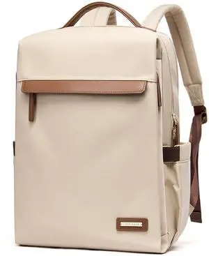 Laptop Backpack for Women Slim Computer Bag Work Travel College Backpack Purse Fits 15 Inch Notebook (Apricot) Casual Daypack for Work Travel College Backpack Purse Separate Laptop Compartment