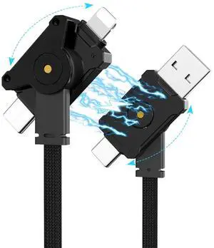 Travel Portable Magnetic Multi Charging Cable Short 4 in 1 USB Charger Data Cord 60W USB A/C to Type C/L Port Connectors 20cm nylon braided durable thread ideal for travelers and computer workers