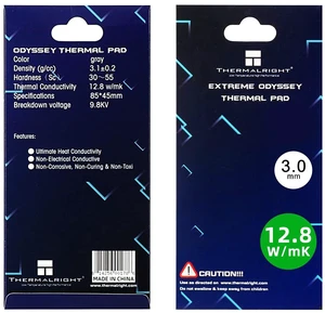 Thermalright Thermal Pad 3mm 12.8 W/mK, 85x45x3.0mm, Non Conductive Heat Resistance, Odyssey Silicone Thermal Pads for PC PS5 PS4 Laptop Heatsink GPU/CPU/SSD/VRAM/LED Cooler Thermalright Thermal Pad 3mm 12.8 W/mK, 85x45x3.0mm, Non Conductive Heat Resistance, Odyssey Silicone Thermal Pads for PC PS5 PS4 Laptop Heatsink GPU/CPU/SSD/VRAM/LED Cooler