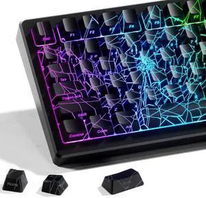 HITIME x XVX Spider Web Keycaps 60 75 100 Percent - Shine Through Keycaps w/IMD Tech, for Mechanical Keyboards, Full 118 Key Set, OEM Profile, Lines Backlit, Side Printed - Black HITIME x XVX Spider Web Keycaps 60 75 100 Percent - Shine Through Keycaps w/IMD Tech, for Mechanical Keyboards, Full 118 Key Set, OEM Profile, Lines Backlit, Side Printed - Black