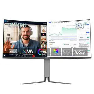 CUNPU 34 Inch 65w USB-C UltraWide Cruved Computer Monitor, R1000, UWQHD (3440 x 1440) 165Hz 21:9 Display, 100% sRGB,HDR 300nits,4000:1, Height Adjustable, Support KVM, PIP/PBP, HDMI, DisplayPort CUNPU 34 Inch 65w USB-C UltraWide Cruved Computer Monitor, R1000, UWQHD (3440 x 1440) 165Hz 21:9 Display, 100% sRGB,HDR 300nits,4000:1, Height Adjustable, Support KVM, PIP/PBP, HDMI, DisplayPort