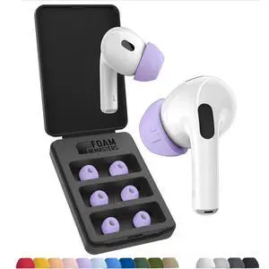 Foam Masters Ultra-Premium Memory Foam Ear Tips for AirPods Pro 1st & 2nd Gen ^^ 3 Pairs ^^ New Ver. ^^ Secure Fit ^^ Super Comfort ^^ Better Noise Cancel ^^ Replacement Buds (Medium, Lilac Foam Masters Ultra-Premium Memory Foam Ear Tips for AirPods Pro 1st & 2nd Gen ^^ 3 Pairs ^^ New Ver. ^^ Secure Fit ^^ Super Comfort ^^ Better Noise Cancel ^^ Replacement Buds (Medium, Lilac
