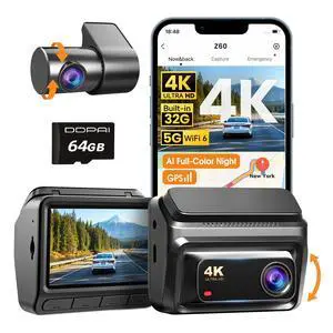 DDPAI 4K Dash Cam Front and Rear, Built-in 32G eMMC Dual Dash Car Camera,64GB Card Included Dashcam,Night Vision Dash Camera,5GHz WiFi, 7 Days Parking Mode,GPS,3" IPS, ADAS, WDR, Support 512GB,Z60 DDPAI 4K Dash Cam Front and Rear, Built-in 32G eMMC Dual Dash Car Camera,64GB Card Included Dashcam,Night Vision Dash Camera,5GHz WiFi, 7 Days Parking Mode,GPS,3" IPS, ADAS, WDR, Support 512GB,Z60