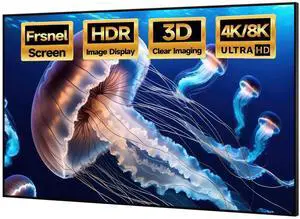IN&VI Fresnel Projector Screen,2.0 Gain 90% ALR Fixed Frame Projection Screen Edge Free 4/8K HDTV, HDR & Active 3D Anti-Wrinkle for Indoor Movie Cinema Office for Long/Standard Throw Projector IN&VI Fresnel Projector Screen,2.0 Gain 90% ALR Fixed Frame Projection Screen Edge Free 4/8K HDTV, HDR & Active 3D Anti-Wrinkle for Indoor Movie Cinema Office for Long/Standard Throw Projector