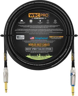 30 Foot - WBC-PRO-Guitar 20 AWG - Low-Cap (18pF/ft) Pro-Grade Graphite-Based - Dual-Shielded Guitar Bass Instrument Cable w/Amphenol Straight - Straight (Silent) Inch (6.35mm) Gold TS Plugs 30 Foot - WBC-PRO-Guitar 20 AWG - Low-Cap (18pF/ft) Pro-Grade Graphite-Based - Dual-Shielded Guitar Bass Instrument Cable w/Amphenol Straight - Straight (Silent) Inch (6.35mm) Gold TS Plugs