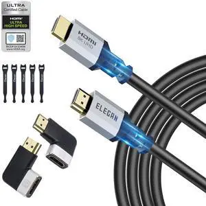 Elecan 8K HDMI 2.1 Cable 25 Ft, 48Gbps HDMI Cord for 8K@60Hz 4K@120Hz 2K 1080P, Dynamic HDR, eARC HDCP 2.2&2.3 Dolby Vision for PS5,PS4, Xbox HD TV with Ties and Adapters Elecan 8K HDMI 2.1 Cable 25 Ft, 48Gbps HDMI Cord for 8K@60Hz 4K@120Hz 2K 1080P, Dynamic HDR, eARC HDCP 2.2&2.3 Dolby Vision for PS5,PS4, Xbox HD TV with Ties and Adapters