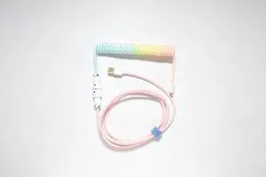 Ducky Keyboard Coiled Cable V2: Type-C, 5-pin Aviation Plug Terminal, Insulation Resistance, Voltage Withstand, Flame Retardant, PET Nylon Shrink Film, Cotton Candy Ducky Keyboard Coiled Cable V2: Type-C, 5-pin Aviation Plug Terminal, Insulation Resistance, Voltage Withstand, Flame Retardant, PET Nylon Shrink Film, Cotton Candy