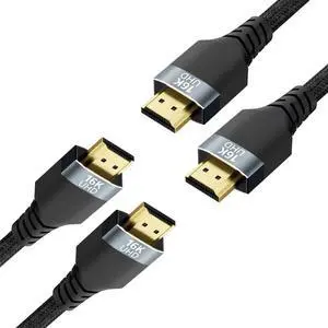 UPPDEFFST 2PACK 3FT 96Gbps HDMI 2.2 Cables,2K@480Hz 4K@240Hz,8K@120Hz,16K@62Hz Ultra High Speed Braided Gold-Plated,HDR10+,eARC,DTS:X, HDCP 2.2/2.1,for PS5,PS4,ps3,Xbox,Gaming PC, Monitor,Projector, UPPDEFFST 2PACK 3FT 96Gbps HDMI 2.2 Cables,2K@480Hz 4K@240Hz,8K@120Hz,16K@62Hz Ultra High Speed Braided Gold-Plated,HDR10+,eARC,DTS:X, HDCP 2.2/2.1,for PS5,PS4,ps3,Xbox,Gaming PC, Monitor,Projector,