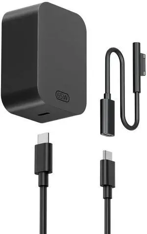 65W Charger for Microsoft Surface Pro 11, 10, 9, 8, 7+, 7, X, 6, 5, 4, 3, 2-in-1 Power Adapter for Windows Surface Laptop 7/6/5/4/3/2/1, Go Tablet, Book 3/2/1, 6.6ft USB-C Cable, Original Qual 65W Charger for Microsoft Surface Pro 11, 10, 9, 8, 7+, 7, X, 6, 5, 4, 3, 2-in-1 Power Adapter for Windows Surface Laptop 7/6/5/4/3/2/1, Go Tablet, Book 3/2/1, 6.6ft USB-C Cable, Original Qual