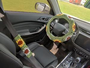 38CM Black Embroidery Car Steering Wheel Cover Suitable for women girl