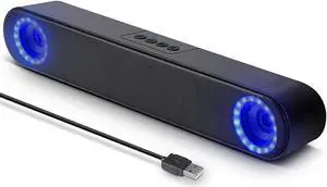 Computer Speakers, USB Powered PC Speakers for Desktop Computer Laptop, with LED Lights, Plug and Play (USB-Black) Computer Speakers, USB Powered PC Speakers for Desktop Computer Laptop, with LED Lights, Plug and Play (USB-Black)