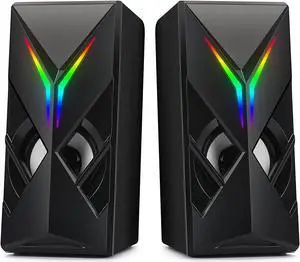 Computer Speakers, PC Speakers with LED Light, USB Powered,3.5 mm AUX in, Volume Control, Gaming Speakers for Desktop, PC, Laptop Computer Speakers, PC Speakers with LED Light, USB Powered,3.5 mm AUX in, Volume Control, Gaming Speakers for Desktop, PC, Laptop