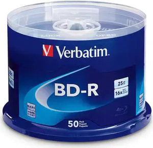 Verbatim BD-R 25GB 16X Blu-ray Recordable Media Disc - 50 Pack Spindle Verbatim BD-R 25GB 16X Blu-ray Recordable Media Disc - 50 Pack Spindle