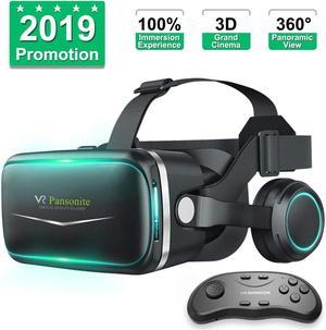 Vr Headset with Remote ControllerNew Version 3D Glasses Virtual Reality Headset for VR Games  3D Movies Eye Care System for iPhone and Android Smartphones