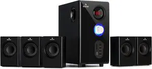 Areal 520- 5.1 Surround Sound System - 75 Watts RMS, One-Side Subwoofer, Bluetooth Stereo System, Balanced Sound Concept, Wireless Surround Sound, USB Port, SD Slot, Remote Control, Onyx Black Areal 520- 5.1 Surround Sound System - 75 Watts RMS, One-Side Subwoofer, Bluetooth Stereo System, Balanced Sound Concept, Wireless Surround Sound, USB Port, SD Slot, Remote Control, Onyx Black