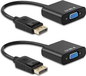 Display Port to VGA, Gold-Plated DisplayPort to VGA Converter Adapter (Male to Female) for Computer, Desktop, Laptop, PC, Monitor, Projector, HDTV, HP, Lenovo, Dell, ASUS and More (2Pack) Display Port to VGA, Gold-Plated DisplayPort to VGA Converter Adapter (Male to Female) for Computer, Desktop, Laptop, PC, Monitor, Projector, HDTV, HP, Lenovo, Dell, ASUS and More (2Pack)