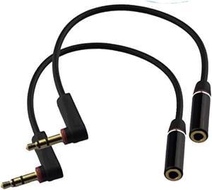 2PACK 6 inch 3Pole 35mm Male Right Angle to 35mm Female Stereo Audio Cable Headset Extension Cable Replacement for Beats Dr Dre Studio iPhoneM to F Audio Cable