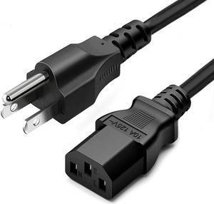Standard 5ft 15m 10 Amps 125 Volts Black 3 Prong AC Power Cord Cable for Electronics TV Computer Printer Radio Monitor Samsung Dell Vizio LG Asus Laptop and More