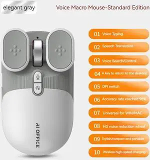 Mericonn Wireless Mouse with Intelligent Voice Translation, for Windows/Mac/Android, Wireless 2.4G/Bluetooth 5.0