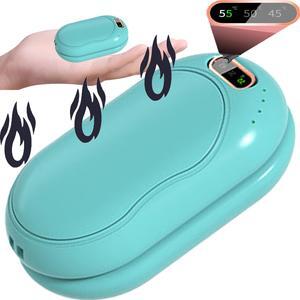 Mericonn Hand Warmers Rechargeable 2 Pack 5000mAh Electric Portable Pocket Warmer 2-in-1 Electric Hand Warmer with Digital Display Green