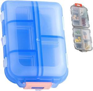 Mericonn Travel Pill Organizer Box 10 Compartments Small Pill Case Medicine Kit Portable Pocket Purse Pharmacy Daily Weekly Vitamin Supplement Medication Holder