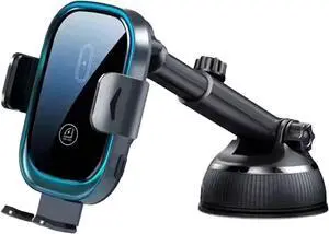 Mericonn Universal Wireless Car Charger with Dual Coils, Fast Charging, and Auto Clamping Arms - Black Car Electronics Accessory