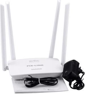Mericonn Wireless Home Router WiFi Repeater Booster Extender, 802.11 b/g/n, 5-Port RJ45, 300Mbps, White, 4 Antennas