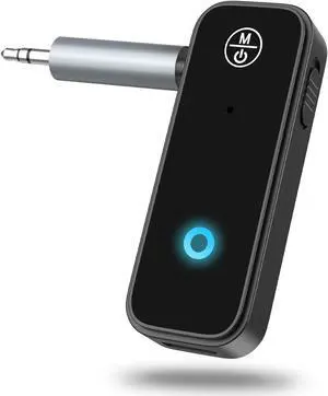 Mericonn Bluetooth 5.0 Car Adapter - 2 in 1 Accessory with Dual Device Connection, Built-in Microphone, and 8-Hour Battery Life - Black