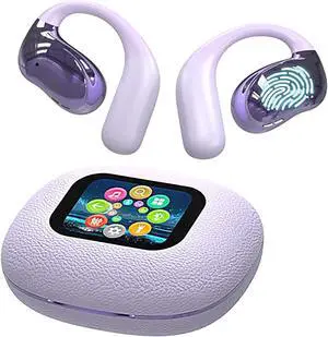 Mericonn Bluetooth 5.4 Earbuds with LED Smart Screen & ANC Noise Cancellation - Independent MP3 Mode, 48H Playtime, Pueple