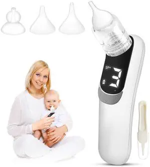 Mericonn Electric Nasal Aspirator for Baby, Nose Aspirator for Toddlers, Waterproof Baby Nose Sucker, with 3 Silicone Tips, Adjustable Suction Level, Music and Light Soothing Function