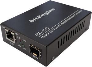 10G Media Converter, 10 Gigabit Copper to 10G Fiber Ethernet, Unmanaged 1x 1G/2.5G/5G/10GBase-T RJ45 to 1x 10GBase-X SFP+ Slot, Support 10G SR/LR SFP+ Module, Single