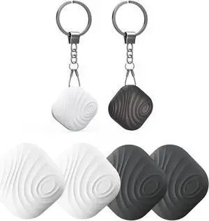 Nutale Key Finder, Bluetooth Tracker Item Locator with Key Chain for Keys Pet Wallets or Backpacks and Tablets, Batteries Include (White & Black, 4 Pack)
