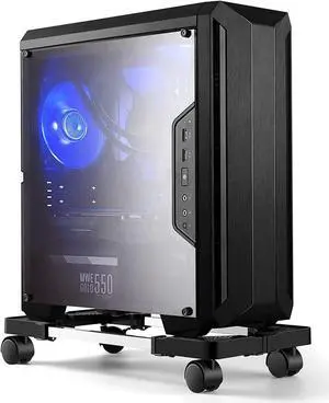 Computer Tower Stand,Adjustable Mobile CPU Stand with 4 Rolling Caster Wheels, PC Tower Stand Fits Most PC Under Desk-Black