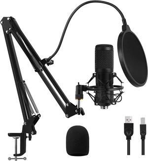 USB Condenser Microphone for Computer PC 192KHZ/24BIT Professional Cardioid Microphone Kit with Adjustable Scissor Arm Stand Shock Mount Pop Filter for Karaoke, YouTube, Gaming Recording